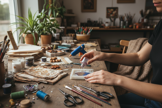 Mains créant un objet artisanal fait main dans un atelier chaleureux
