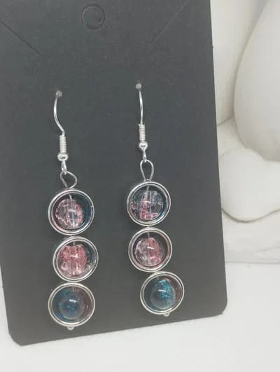 Boucles d'oreilles bicolores et  acier inoxydable