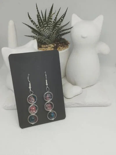 Boucles d'oreilles bicolores et  acier inoxydable