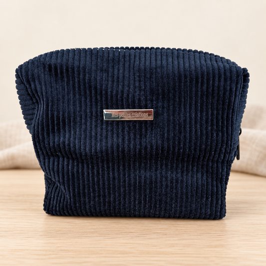 Trousse de maquillage artisanale en velours côtelé personnalisable
