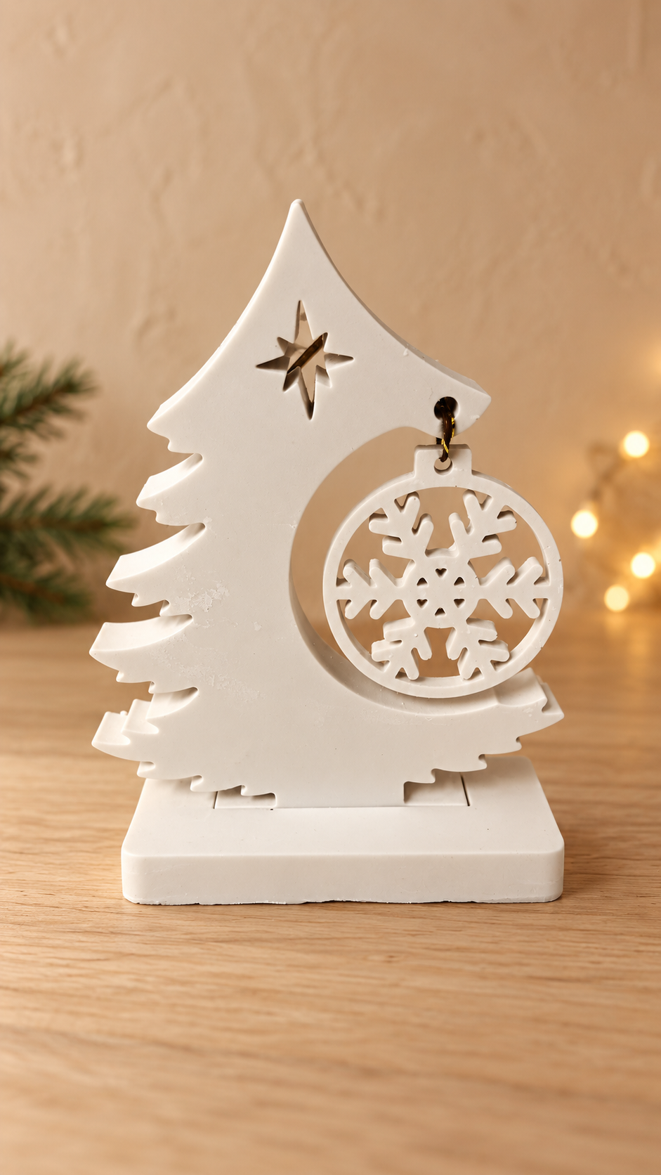 Sapin de Noël blanc à poser avec boule flocon