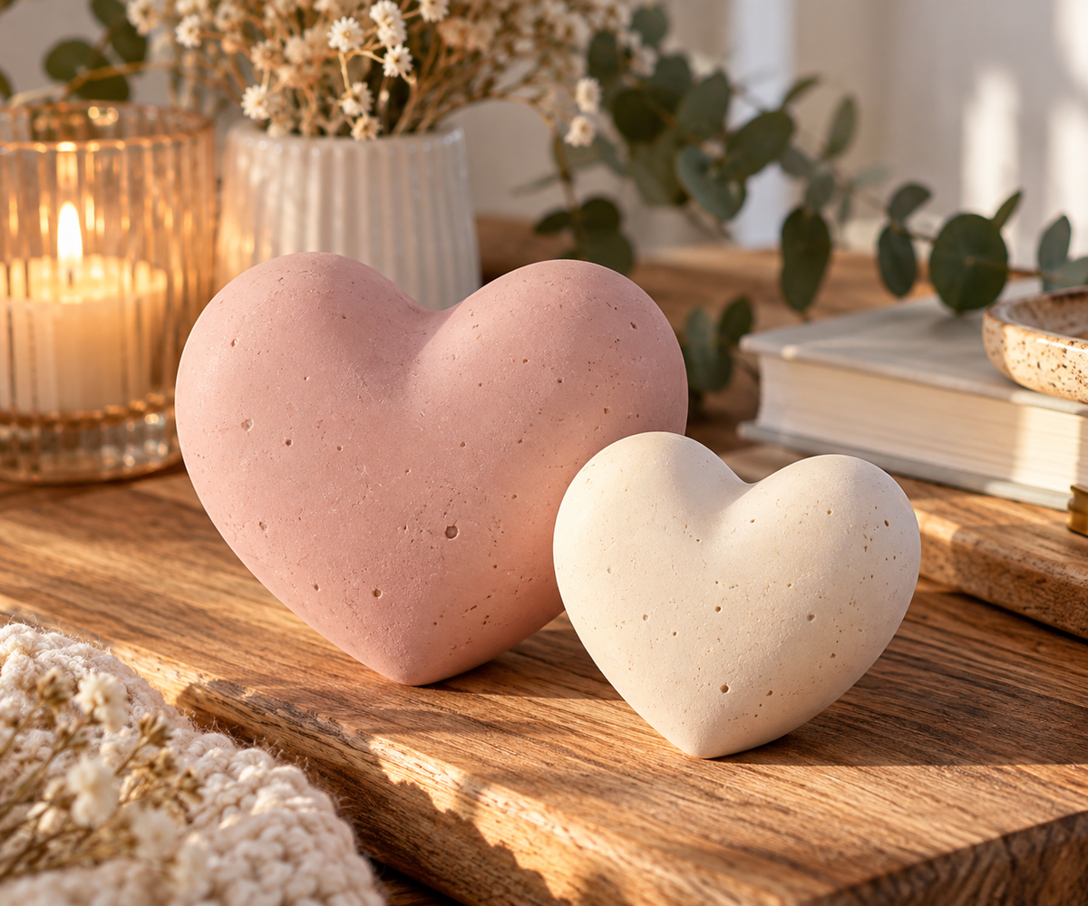 Lot de 2 cœurs en jesmonite – Petit + Grand