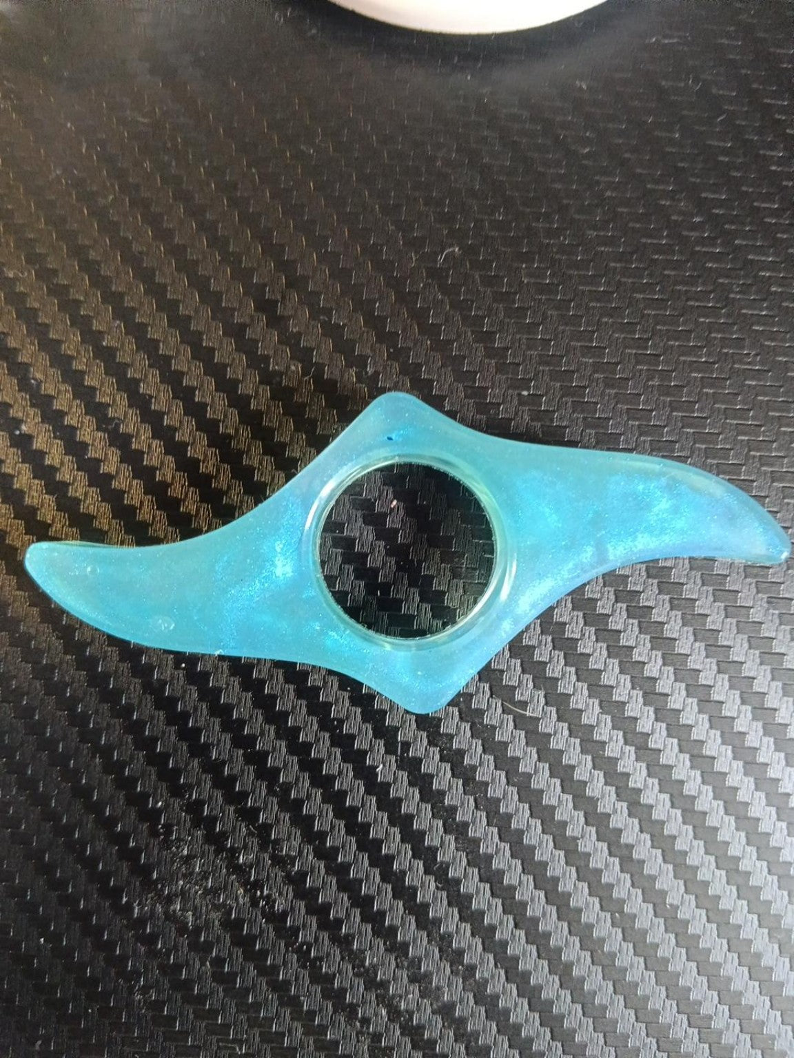 Modèle 17 - Aile turquoise nacrée - Bague de lecture artisanale en résine époxy