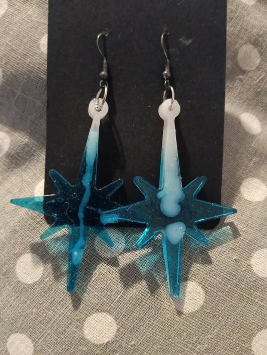 Boucles d’oreilles étoiles turquoise en résine