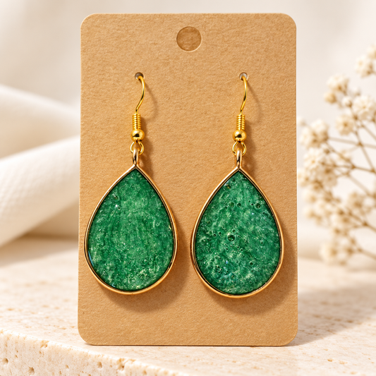 Boucles d'oreilles goutte vert émeraude