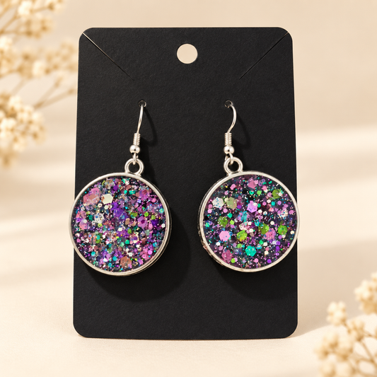 Boucles d'oreilles rondes pailletées multicolores
