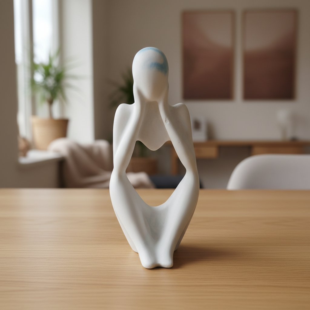Statuette La Rêveuse jesmonite blanc - vue dos