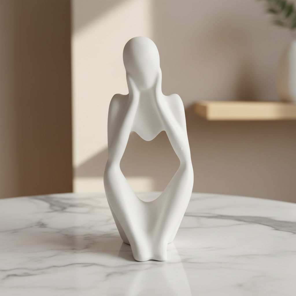 Statuette La Rêveuse jesmonite blanc - vue face