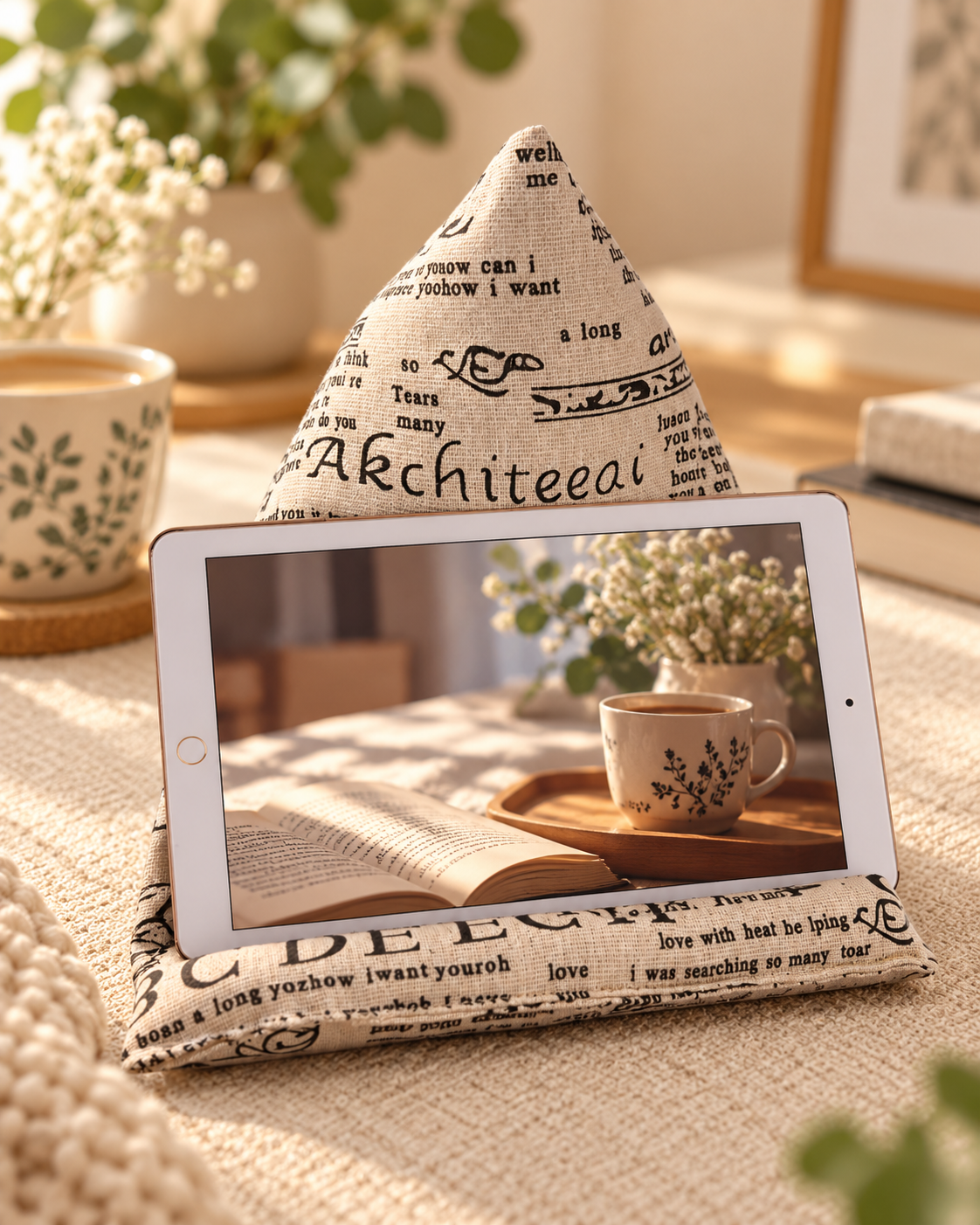 Coussin support moyen avec tablette sur butée rembourrée